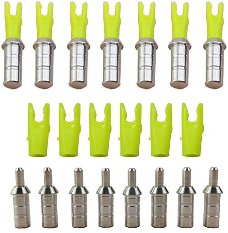 AMEYXGS 50 Stück Pfeilnocken mit Aluminium Pin Pfeile Nocken aus Kunststoff Pfeilschwänze S L Größe für ID 4,2/6,0/6,2 mm Pfeilschaft (4.2mm, Gelb S)