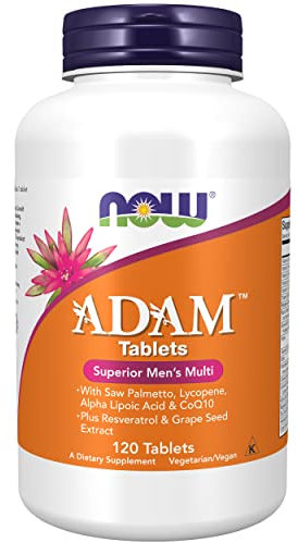 Now Foods, ADAM, Multivitamines pour Hommes, 120 Comprimés végétaliens, Testé en Laboratoire, Sans Gluten, Végétarien, Sans OGM