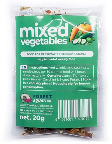 Gemischtes getrocknetes Gemüse Garnelenfutter, Futter für Garnelen, Flusskrebse und Schnecken 20g