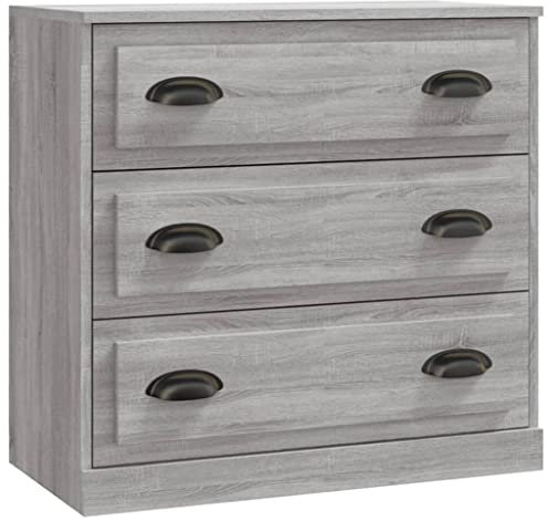 vidaXL Sideboard, Kommode mit Schubladen, Highboard Schrank für Schlafzimmer Wohnzimmer, Schubladenschrank Anrichte Beistellschrank, Grau Sonoma Holzwerkstoff