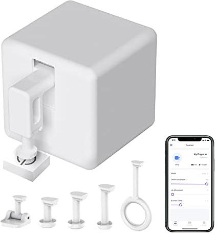 Smart Switch Button Pusher: Bluetooth Fingerbot Plus with Toolkit for Any Buttons & Switches, Tuya App Control,No Wiring Switch Bot Button, Add a Blutooth Hub Compatible with Alexa Google Home (White)