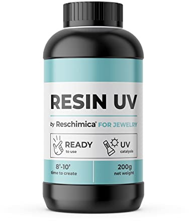 Resina UV Trasparente per Bijoux e Gioielli, indurimento Veloce, Filtro Anti-Ingiallimento, Effetto Acqua, facile da usare e Sicura, Crea i tuoi Bijoux in Resina (200 gr)