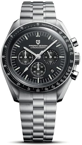 Pagani Design 1701 Montre à Quartz pour Hommes. Chronographe Professionnel, Mouvement Japonais VK63, étanche à 100 mètres, Bracelet en Acier Inoxydable, Verre Saphir Montre