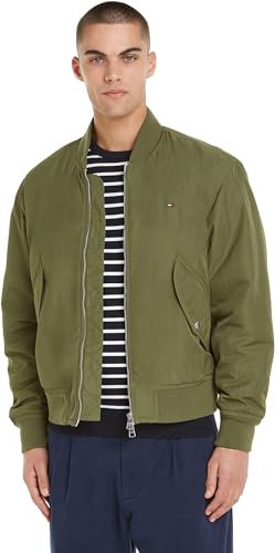 Tommy Hilfiger Cazadora bomber Hombre Authentic Bomber con cremallera, Verde (Utility Olive), S