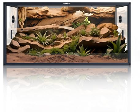 Phailozoo 120 Gallon Bearded Dragon Tank,48 x 24 x 24 Reptile Tank with Sliding Door Top Screen Ventilation, Front Opening Reptile Enclosure for Easy Maintenance