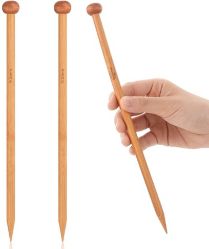 2 Stück Stricknadeln aus Bambus 10 Zoll Lang Stricknadel Set Holz Nadelspiel Set Einspitzig Knitting Needles Geeignet für Anfänger zum Stricken von Schals, Mützen, Decken (9MM)