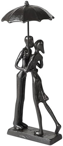 Supaway Gusseisen Paar Figur Statue Mann Frau Schwarz Abstrakte Figuren Paar Liebe Skulptur Vintage Metallpaar Statue Regenschirm Paar Skulptur für Regal Mantel Kamin Eingangsbuchhandel Fernsehzimmer