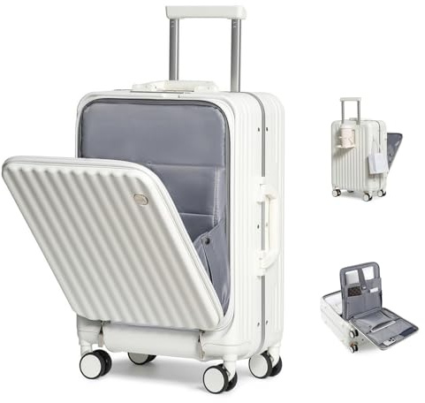 Sea choice Valise PC Bagage à Main avec Avant Poche Ordinateur Trolley Rigide Bagages avec 4 Roues Serrure TSA, Porte-gobelet, 55x36x23cm, 40L
