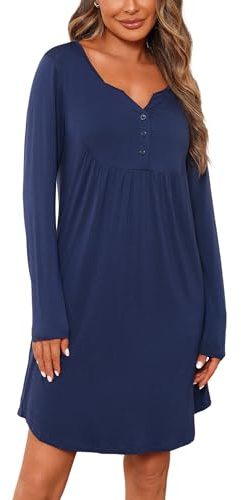 Jahetuul Camicia da Notte Parto Ospedale Cotone a Maniche Lunghe