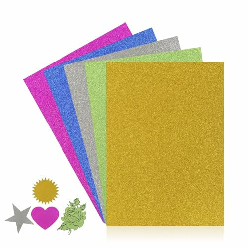 A4 Glitter Card Sparkle Cardstock Papers Scrapbook Decoration Compatible Card Shiny Holiday Glitter Paper Ideal for Art DIY Projects Making 29.7x21cm Assorted Color Sparkly Craft Supplies (10pcs)