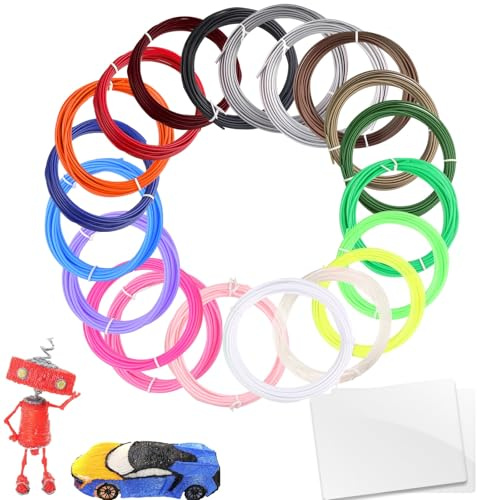 RtottiM 3D Stift PLA Filament 1,75 mm, 20 Farben, je 5M, 3D Stift Zubehör, 3D Stift Filament, 3D Stift Nachfüllpacks Set, 3D Pen PCL Filament, 3D oodler nachfüllpacks