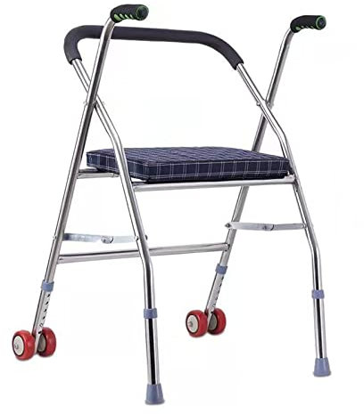 WDWDW Cadre de Marche avec Roues et siège, déambulateur à 2 Roues, déambulateur avec siège, déambulateurs pour Personnes âgées, Cadres Pliables pour Adultes, déambulateur d'intérieur