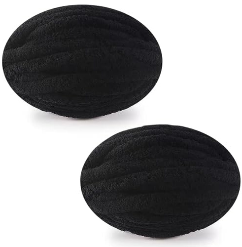 20mm Ultra Thick Chunky Knitting Yarn (250g×2 Pack) - Bulk Wool for Arm Knit Sweaters, Chunky Blankets & Cozy Home Decor (Black)