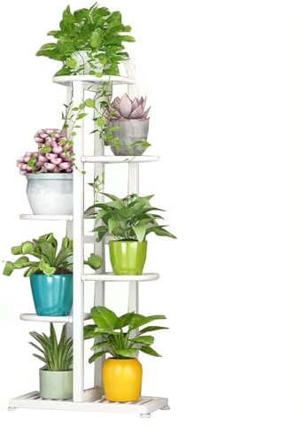 SRHIMEOS Soporte Plantas De 6 Niveles para Interiores, Estanterias para Macetas De Metal, Estante De Flores para Múltiples Plantas, Estantería Plantas Esquina, Escalera De Exhibición