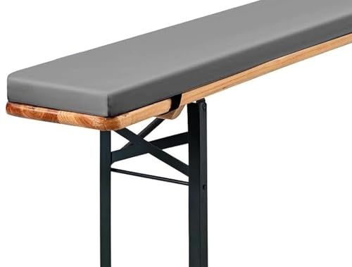 Cojín para Banco de Cerveza, Antideslizante, Impermeable, con Cremallera e Hebilla, Funda Extraíble para Mesas Cerveceras, Fiestas Populares o Eventos al Aire Libre(Gris,120x30x3cm)