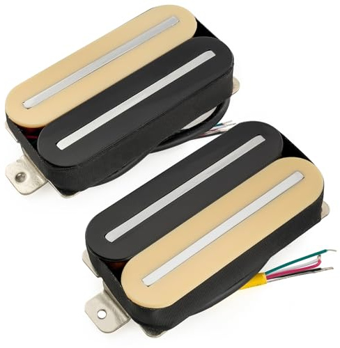Musiclily Pro HH-DJRC Cerámico Rail Blade Pastillas Humbucker Mástil Puente Pickups Set 8K/14,5K para Guitarra Eléctrica, Zebra