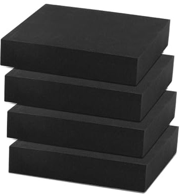 Wapasezyar Självhäftande skumgummi, 20 mm tjock, självhäftande skumplatta, svart, skumplattor för möbler, gör-det-själv-projekt, dekoration (4, 150 x 150 x 20 mm)