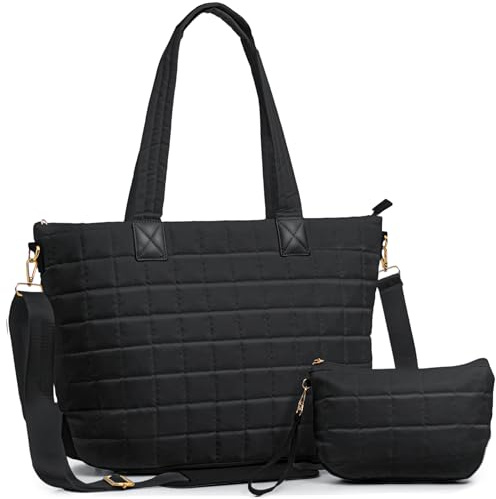 Mabecol Bolso Shopper para Mujer Puffer Tote Bag, Bolso de Hombro, Bolso de Mano, para Laptop 15,6 Pulgadas, Bolsa de Trabajo, Universidad, Viaje, Ligero y Elegante