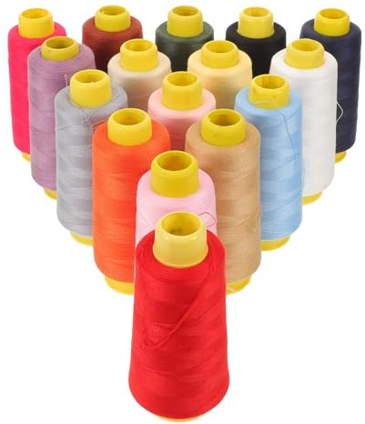 OSALADI 16 Piezas Hilos de Coser Multicolor Hilo de Poliéster de Yardas para Bordar Coser Overlock y Acolchar