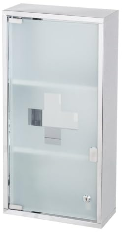 Botiquín de 3 estantes de Acero Inoxidable con Cerradura de 30x12x60 cm