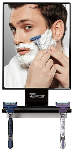 ToiletTree Products Fogless Shower Mirror - Anti-Fog Mirror - Adjustable Shaving Mirror with a Squeegee - Rust-Proof, Impact-Resistance Bathroom Shower Mirror - Tall