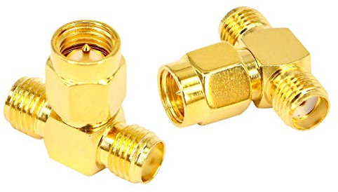 Boobrie 2PCS SMA Male to Dual SMA Female Triple T RF Adapter Connector 3 Way T-type Splitter RF Adapter Coax Jack Connector Converter for WiFi Antenna Extension Cable FPV Drone -NOT for TV
