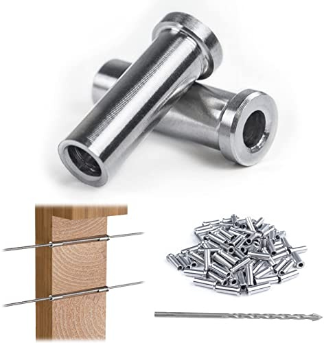 Muzata 120PCS Stainless Steel T316 Protective Sleeves Cable Railing Kit Hardware Cable Railing Protector Sleeve for 1/8 Wire Rope Wood Posts CR13