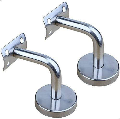Jingming 2 soportes de pasamanos de acero inoxidable, pulido, plateado, montaje en pared, loft de pared interior, barra de soporte de pasillo