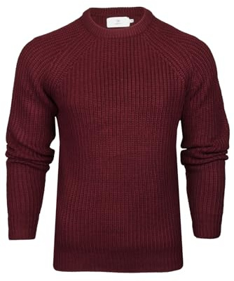 Xact Men's Chunky Fisherman Knit Jumper, Crew Neck, Raglan Sleeve