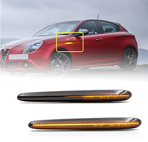 Indicatori di direzione laterali a LED Frecce dinamici per 2010-2020 Alfa Romeo Giulietta Hatchback Tipo 940 Indicatore di direzione sequenziale Indicatore di direzione Lampada ripetitore Lente fumé