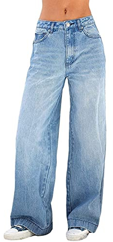 Dam Jeans Med Hög Midja Y2K E-Girl Dam Jeansbyxor Gradient Baggy Jeans Vintage Bred Leg Jeans Flare Byxor 90-tal Estetiska Koreanska Byxor Harajuku Baggy Stretch Byxor Long Cargo Byxor