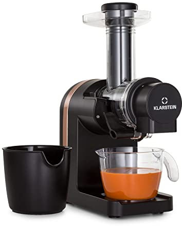 Klarstein Bella Elegance extracteur de jus 200 W, 400 ml, sans BPA, pied antidérapant, temps de fonctionnement continu max. : env. 20 minutes, nettoyage facile, noir