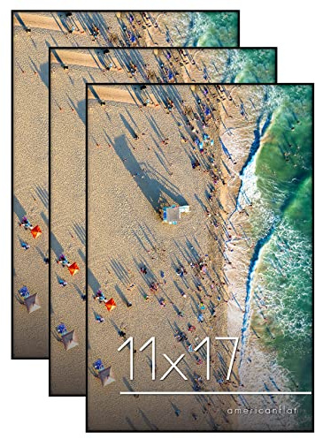 Americanflat Front Loading 11x17 Picture Frame with Shatter-Resistant Glass - Set of 3 - Metropolitan Collection - Photo Frame for Wall Display - Black