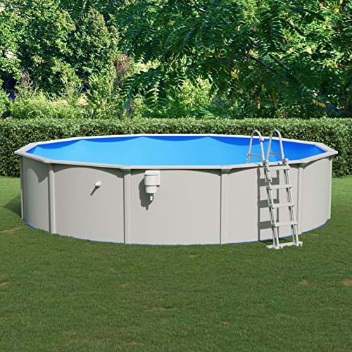 ZEYUAN Pool mit Sicherheitsleiter, Pool Stahlwand, Swimmingpool, Gartenpool Komplettset, Pool Garten, Aufstellpool, Schwimmbad, 550x120 cm