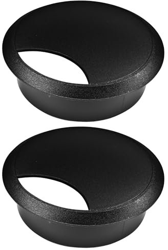 cyclingcolors 2X Passe câble Bureau Table Fil diamètre 70mm encastrable Cordon Prise Ordinateur écran Accessoire ameublement (Noir)