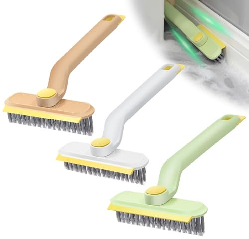 Hartborsten Eckenreinigungsbürste,TAIZER 3PCS Fugenbürste Bad 360° Rotierende Fugenreinigungsbürste Pure Clean Bürste Fugenreiniger Schrubber Fugenreinigungsbürste Mit Harten Borsten