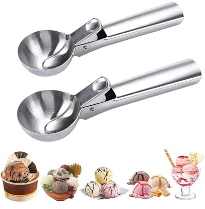 KGDUYC Porzionatori da gelato - 2 pcs Cucchiaio per gelato in Acciaio Inox, uso professionale, ideale per gelato, melone, polpette di carne, purè di patate o palline di melone