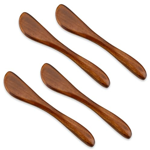 4Pcs Wooden Jam Spreader Knife Knives Jelly Cheese Butter Spreaders 6 Inch Condiment Knive Sandwich Mini Spatulas for Kitchen Stirring Mixing