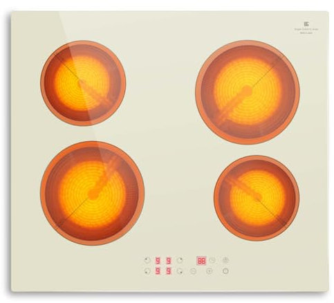 Karinear Plaque Vitrocéramique Beige 4 Feux Encastrable, Plaque de Cuisson électrique 60 cm avec commande Tactile, Plaque Vitro 4 zones avec Minuterie, Sécurité Enfant, 6000W, 220V-240V, sans prise