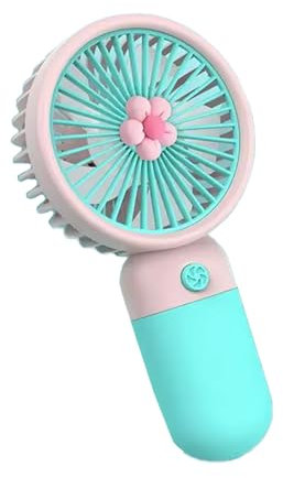 INDOTEAM Handheld Fan – Hand Held Fan Rechargeable – Mini Portable Fans Handheld USB Rechargeable Fans with 3 Speeds – Battery Operated Mini Desk Cooler – Hand Held Travel Cooler (Blue/Pink)