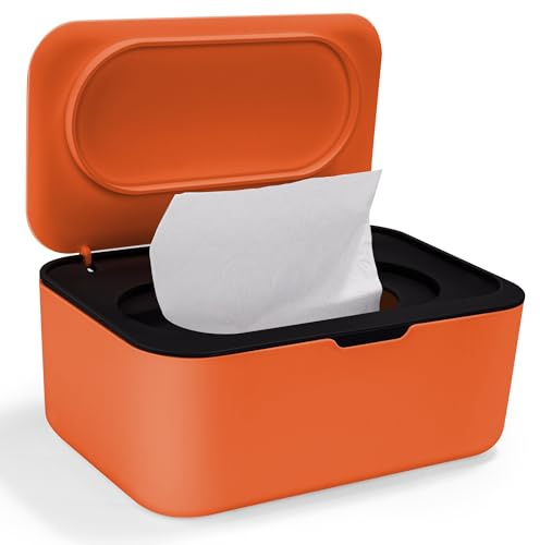 Cheerhom Boîtes à Lingette Distributeur pour Bébés, Boîte de Papier Toilette Humide avec Couvercle, Boîtes de Lingettes Humide pour l'extérieur, la maison et le bureau - Noir