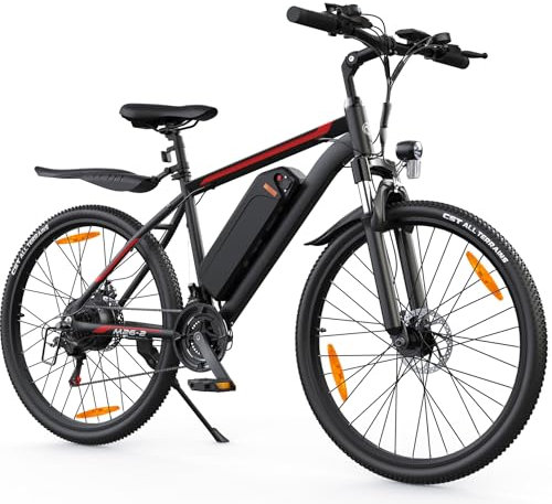 AOIHO E Bike Mountainbike, 24/26 Zoll E Mountainbike Elektrofahrräder, 36/48V Abnehmbarer Akku, E Fahrrad Professionelle 1/21 Gang Motor 250W, Reichweite bis 40-80KM,MTB E Bike Herren und E Bike Damen