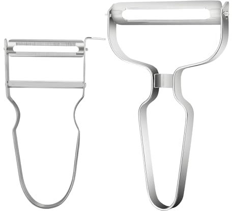 2 pezzi pelapatate, pelapatate per asparagi in acciaio inox, pelapatate a doppio taglio con lama a pendolo, pelapatate per verdure extra affilato, accessori da cucina per cetrioli carote pere patate