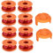 SENRISE WA0010 Rasentrimmerspule für Worx Rasenmäher Autofeed Trimmer Spule Ersatz mit 0,2 cm Durchmesser, kompatibel mit Unkrautfresser WG151 WG153 WG163 (8 Spulen, 2 Kappen)