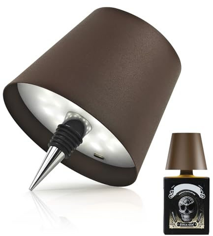 MU LIN lampada bottiglia ricaricabile,lampada da tavolo senza fili,Controllo Touch da 3 Modalita Temperatura di Colore, Dimmerabile, per Soggiorno, Ristorante