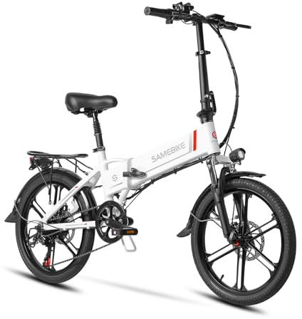 SAMEBIKE Folding Electric Bike, 20 Folding E-Bike with 250W Brushless Motor, 48V 10AH Removable Battery, Adjustable Seat, IP54 Waterproof, 70-80KM Range City Commuter Ebike