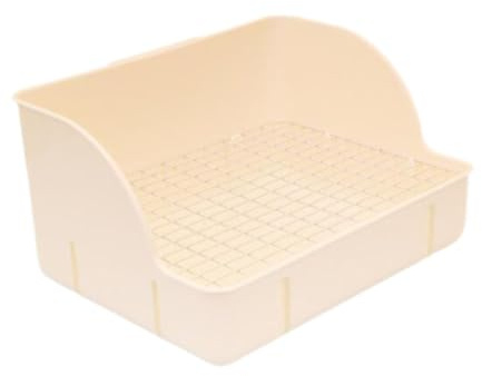 KiBcsLic Caja de Arena para Conejos, Inodoro para Jaula, Orinal, Inodoro Esquinero para Animales Pequeños Y Cobayas, Beige