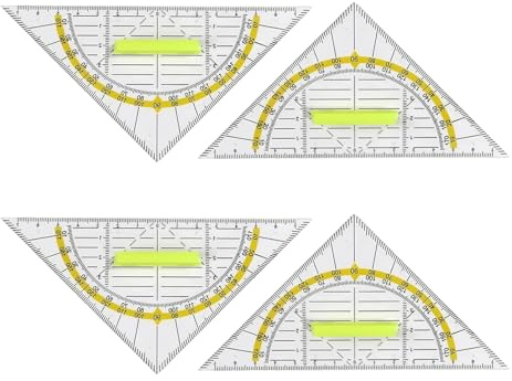 4-pack trianglar transparent plast triangel linjal avtagbar hantering okrossbart plastmaterial trianglar med skala lämplig för elever kontor designer ritning 16 cm