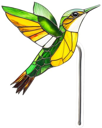 Piquets d'oiseaux pour jardin | Piquet d'oiseau en acrylique décoratif, ornement de jardinage avec effet vitrail pour pots de plantes
