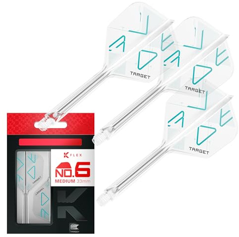 Target Darts K-Flex Rove Ailes et tiges de Fléchettes, N° 6 (Moyen, 33mm) | Lot de 3 Système Intégré d'ailes et de Tiges Kflex, Moulée Tout-en-Un Tige | Accessoires Professionnels Fléchettes